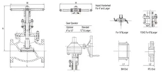 Drawing for Bolted Bonnet Globe Valve