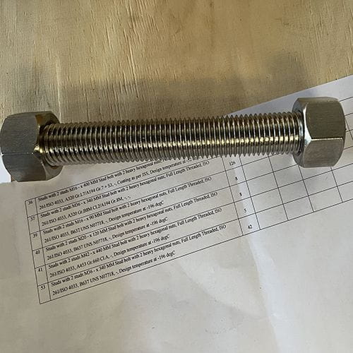 ASTM A453 Gr 660 Bolt, 2 Heavy Hex Nuts, M24, ISO261 Thread, ISO4033 Nut