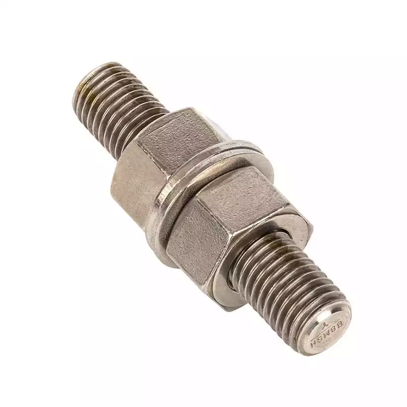 Stainless Steel Stud Bolt, 10 UNC, 3/4 Inch, ASTM A193 B8M, 2 Nuts