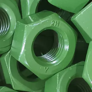 1 Inch Hex Nut, ANSI B 18.2.2, Green Teflon Coating, A194 2H