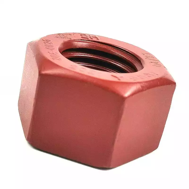 Xylan Coated Metal Hex Nut, ASTM A194 2H, Red PTFE