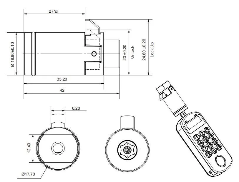 Smart Vending Lock Cylinder Design Drawings