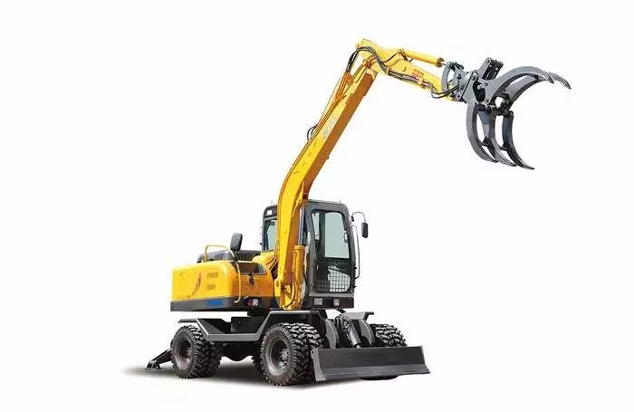 Backhoe Excavator with Grapple Attachment