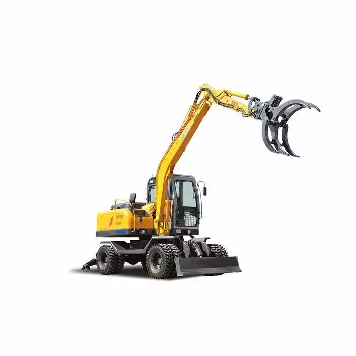 Wheeled Backhoe Excavator for Sale, with Grapple Attachment