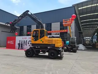 Material Handler Excavators Equipped with Grab and Bucket
