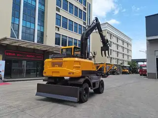 Material Handler Excavators Equipped with Grab and Bucket