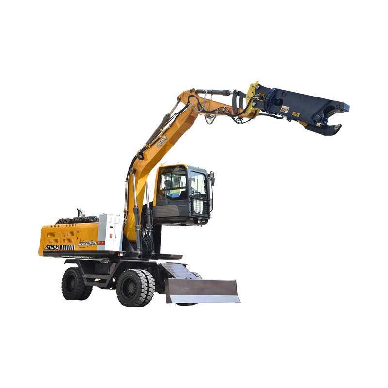 Excavator with Scrap Metal Shear for Demolition Sites