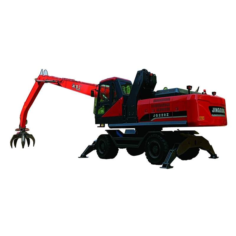 Wheeled Excavator with Claw Grab for Handling Recycled Metal
