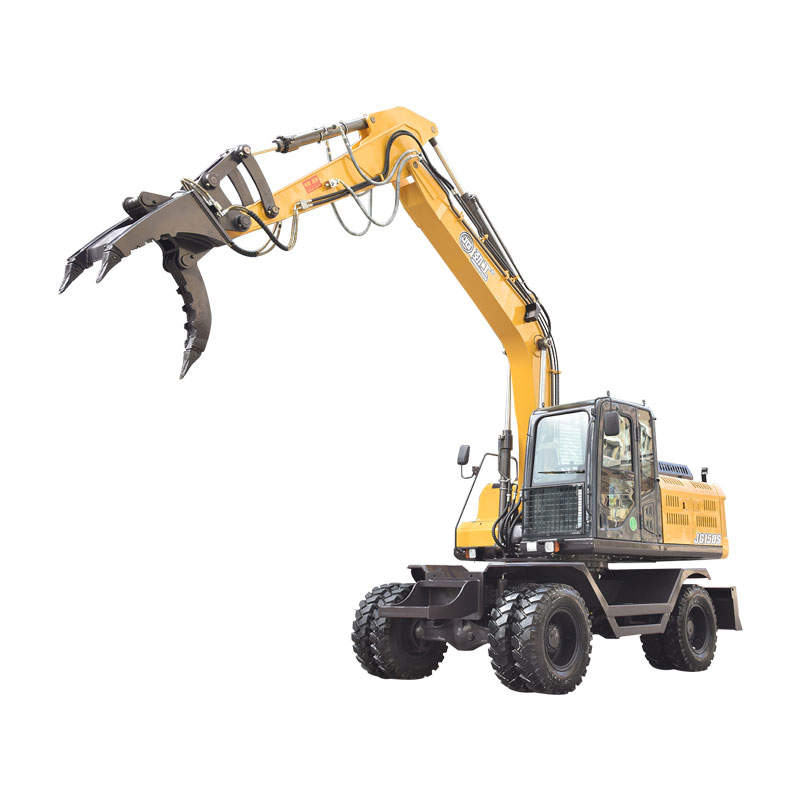 13 Ton Wheeled Excavator for Sale with Stone Clamp Attachment