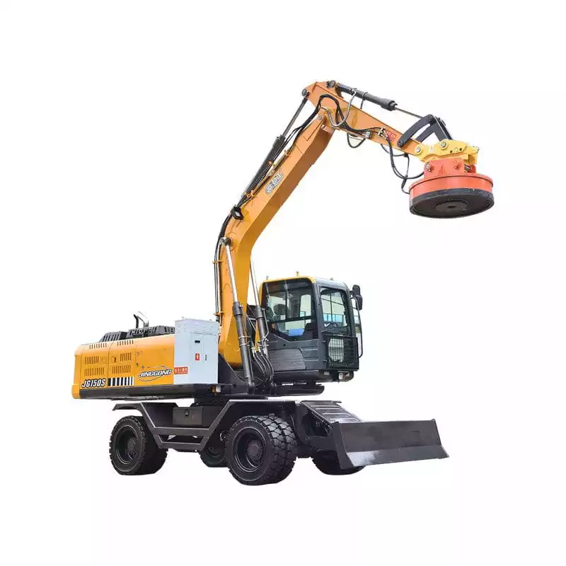 Wheeled Hydraulic Scrap Magnet Handler with Magnetic Grab