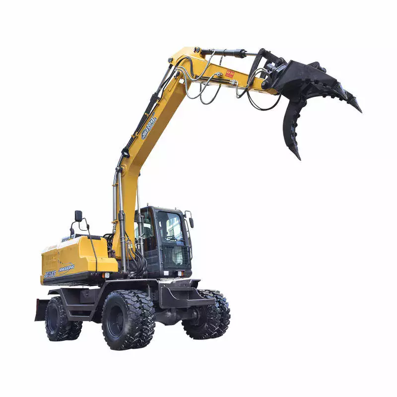 13 Ton Wheeled Excavator for Sale with Stone Clamp Attachment