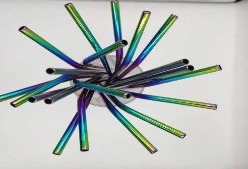 Overhead View of Scattered Stainless Steel Straws Overhead View of Scattered Stainless Steel Straws