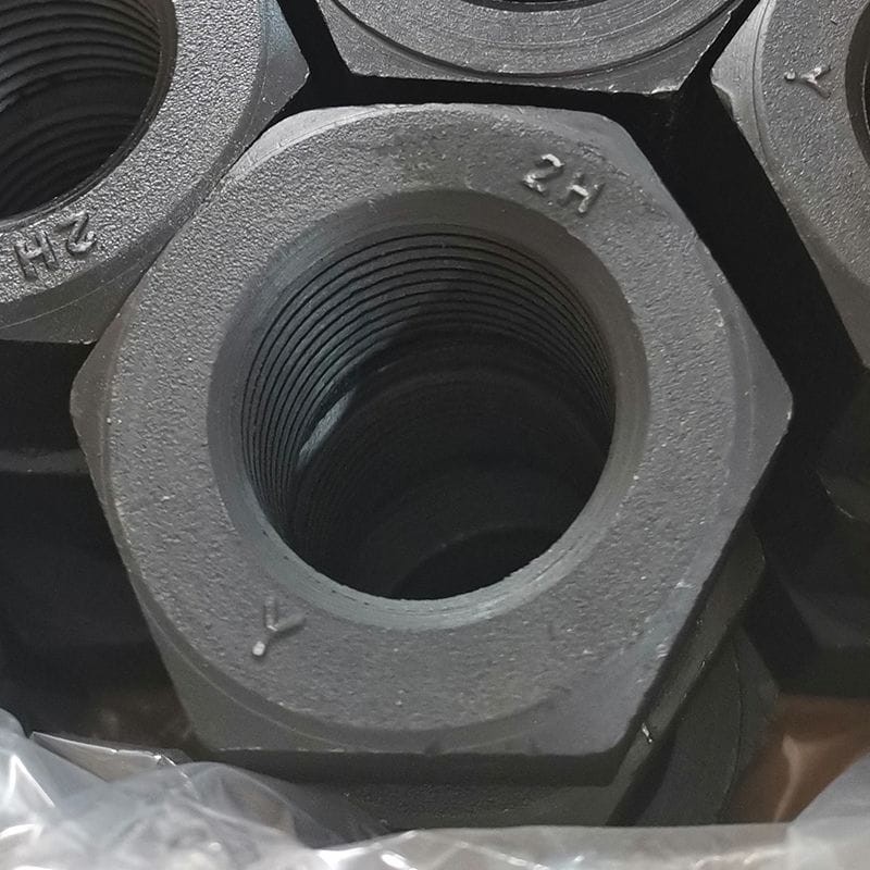 Black Oxide Finish Hex Nut, ASTM A194 2H, 4-1/2 UNC, 2 Inch Black Oxide Finish Hex Nut, ASTM A194 2H, 4-1/2 UNC, 2 Inch