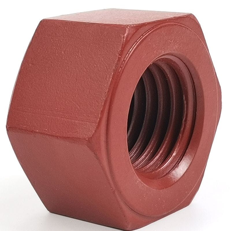 Red Fluorocarbon Coated Hex Nut, DIN 934, ASTM A193 B16, M30
