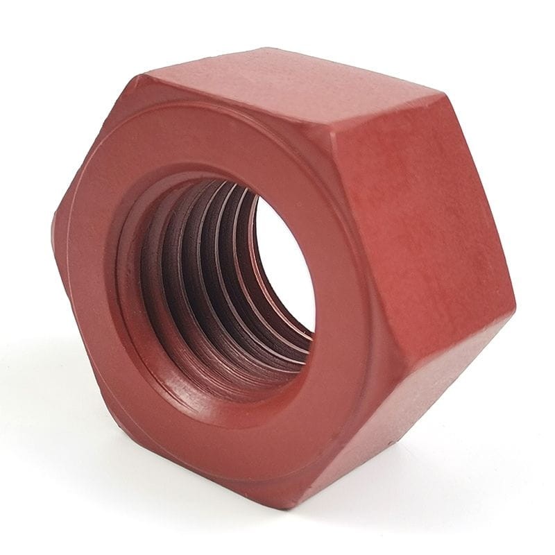 Red Teflon Coated Hex Nut, ASTM A194 Grade 7M, Class 6H, M20 Red Teflon Coated Hex Nut, ASTM A194 Grade 7M, Class 6H, M20