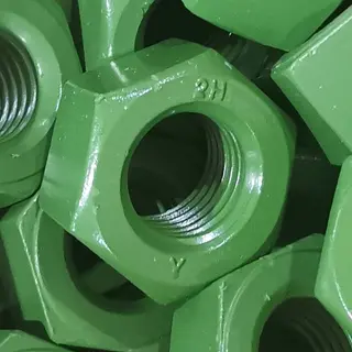 Green Teflon Coated Heavy Hex Nut, ASTM A194 Gr.2H, 1 Inch