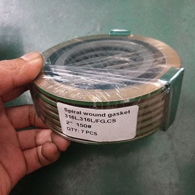 2 Inch Spiral Wound Gasket, ASME B16.20, SS 316L Inner Ring