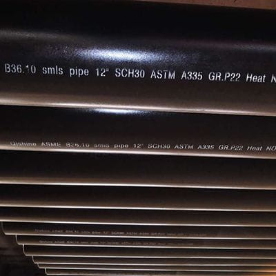 ASTM A335 P22 Steel Pipe, ASME B36.10, 12 Inch, 6 Meter, BE