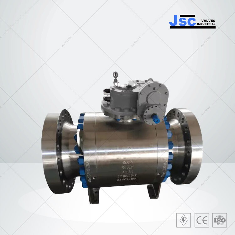 Forged Steel Trunnion Ball Valve, ASTM A105N, 16 x 14 IN, RTJ