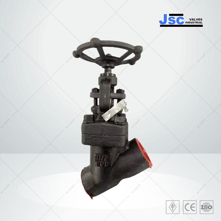 ASTM A105N Y-type Globe Valve, 1-1/2 Inch, 800 LB, NPT Ends