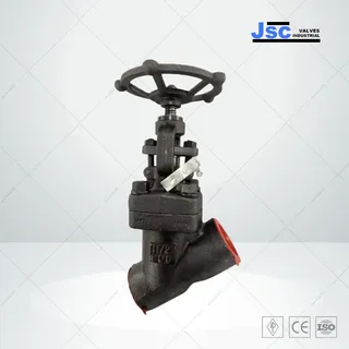 ASTM A105N Y-type Globe Valve, 1-1/2 Inch, 800 LB, NPT Ends