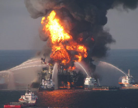 An American Oil Platform in Gulf of Mexico Exploded