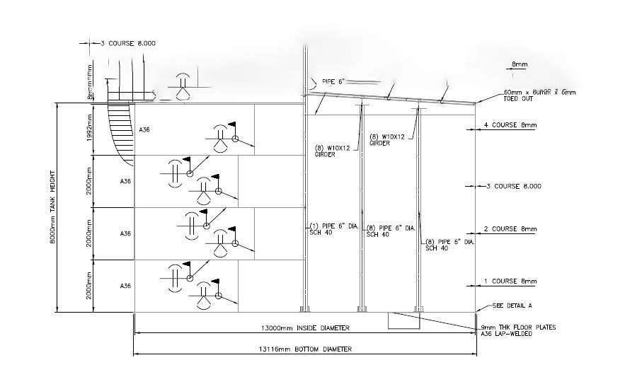 Cone Roof Storage Tank Drawing