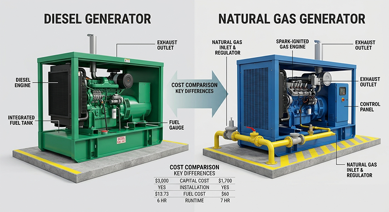 Cost Comparison of Diesel Generator and Gas Generator