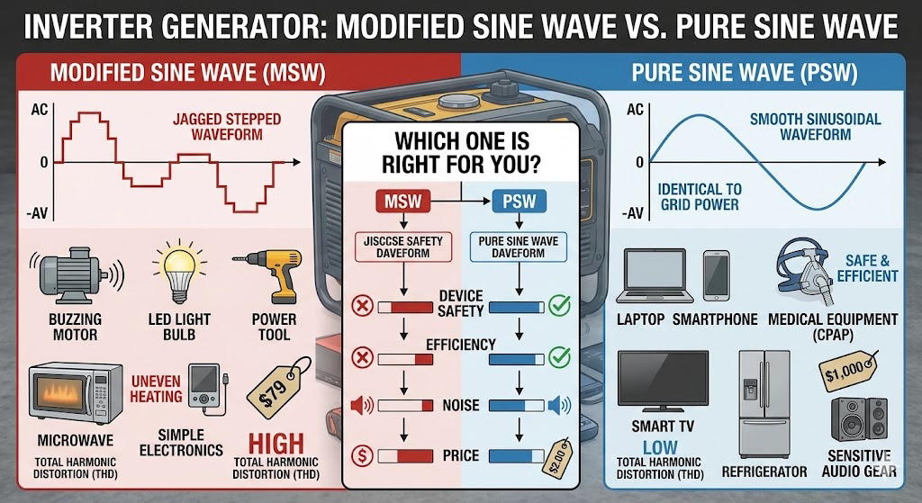 Inverter Generator Modified vs. Pure Sine Wave