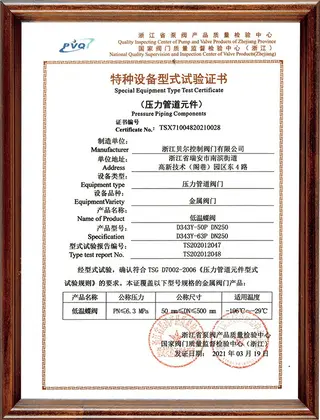 Type approval certificate