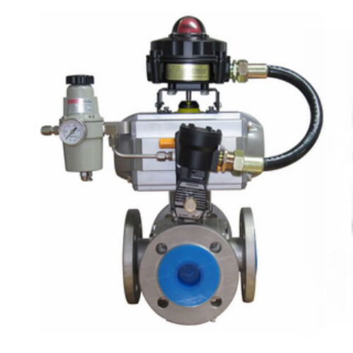 4 Way Ball Control Valve, Carbon, Stainless Steel, 1/2-14 IN