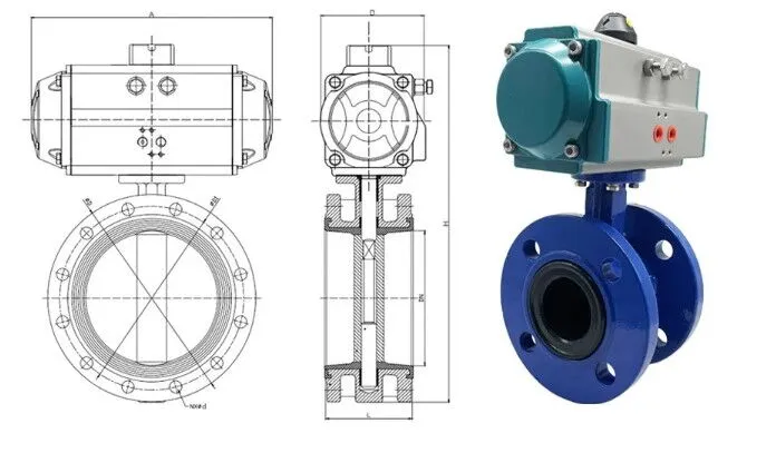 Pneumatic Flange Butterfly Control Valve Design