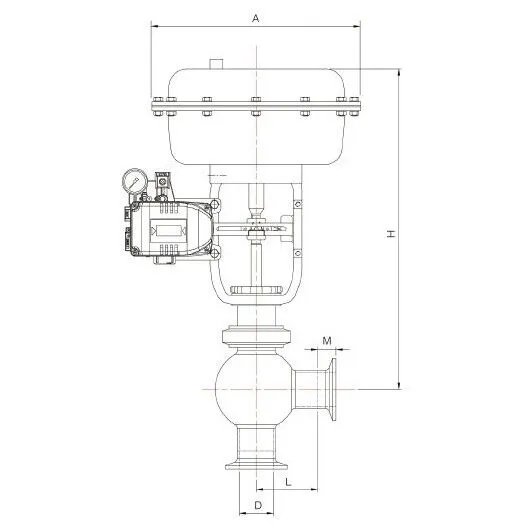 Pneumatic Sanitary Control Valve Structure Drawing