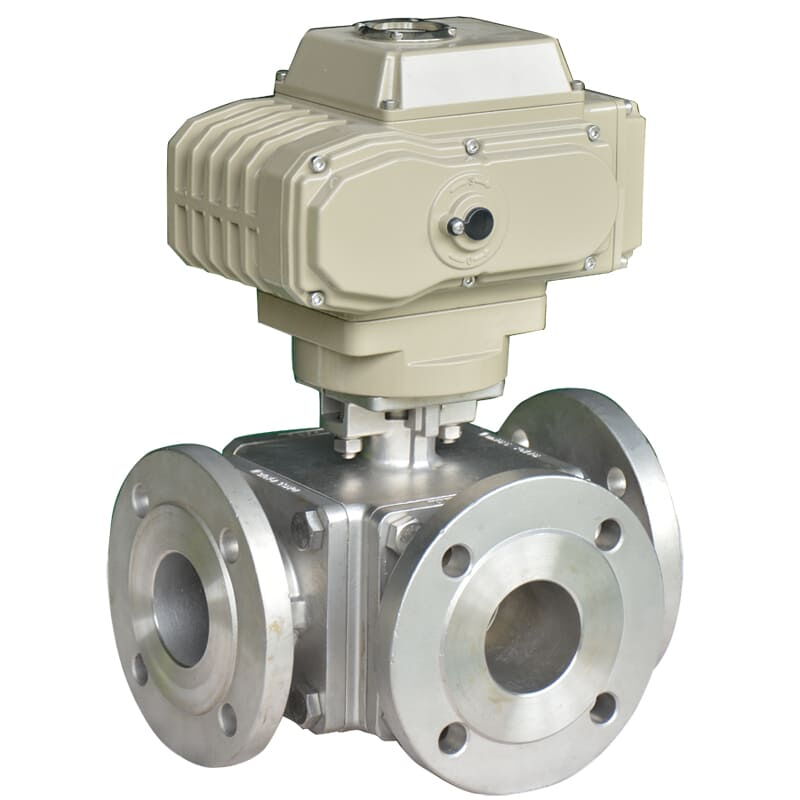 3-Way Electric Ball Control Valve, SS 316L, API 608, 150 LB
