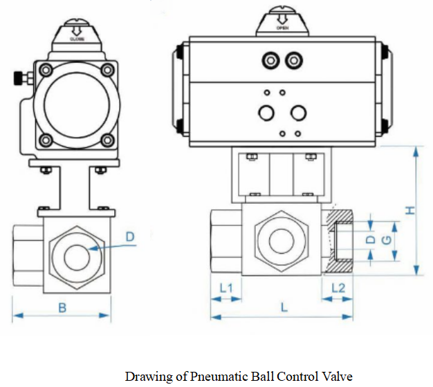 Drawing of Pneumatic Ball Control Valve