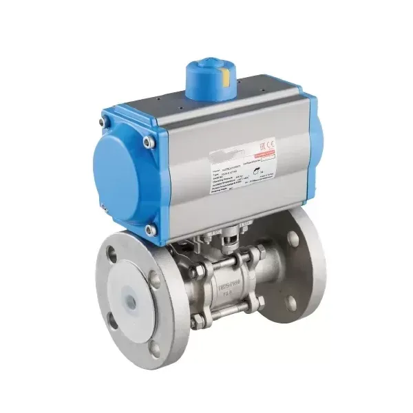 3PC Pneumatic Ball Control Valve, SS316, DN15-DN100, Flanged