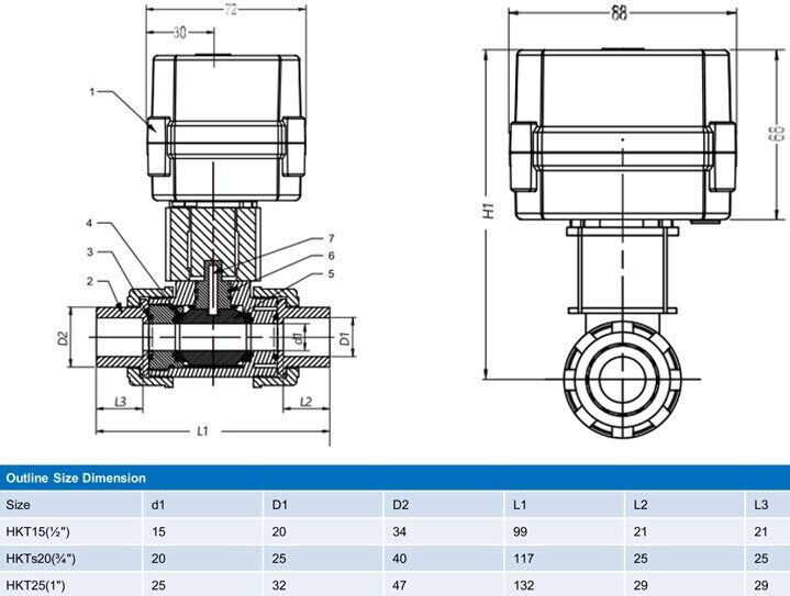 Drawing of Motorized Ball Control Valve
