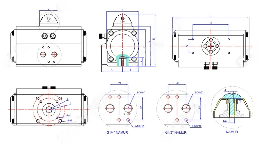 Drawing of Pneumatic Ball Control Valve