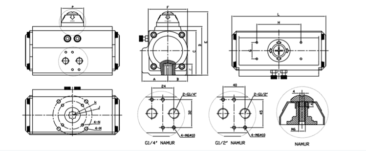 Drawing of Pneumatic Ball Control Valve Drawing of Pneumatic Ball Control Valve