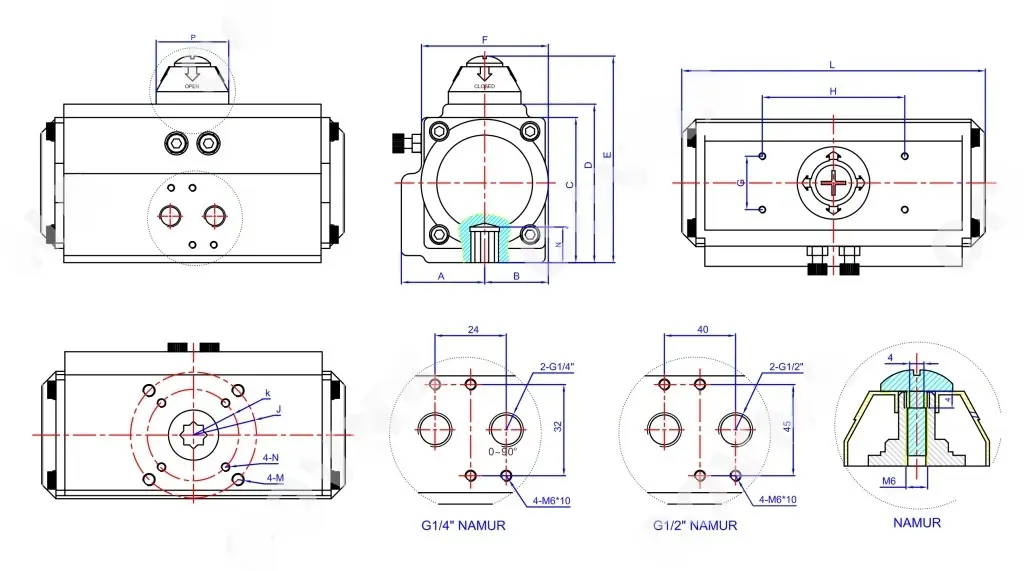 Drawing of Pneumatic Ball Control Valve