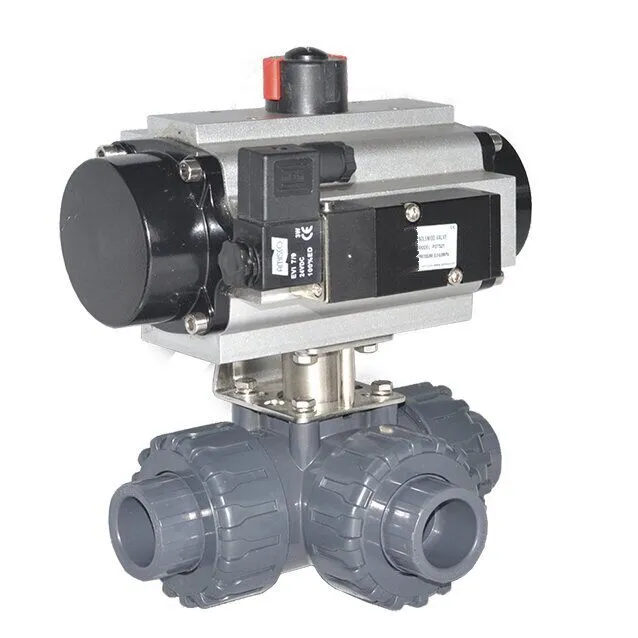 3-Way Pneumatic Ball Control Valve, UPVC, CPVC, PPH, 150 LB