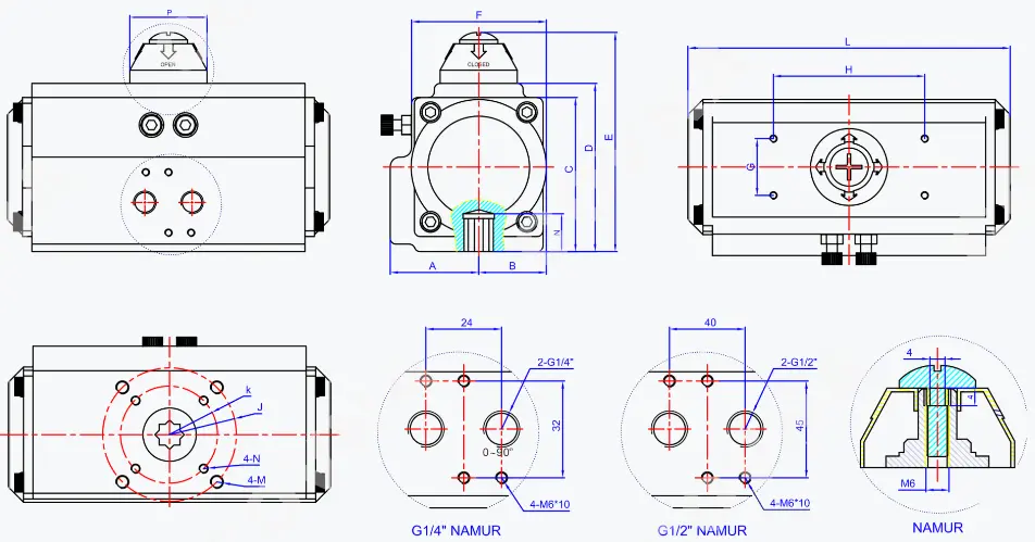 Drawing of Pneumatic Ball Control Valve