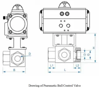 Drawing of Pneumatic Ball Control Valve