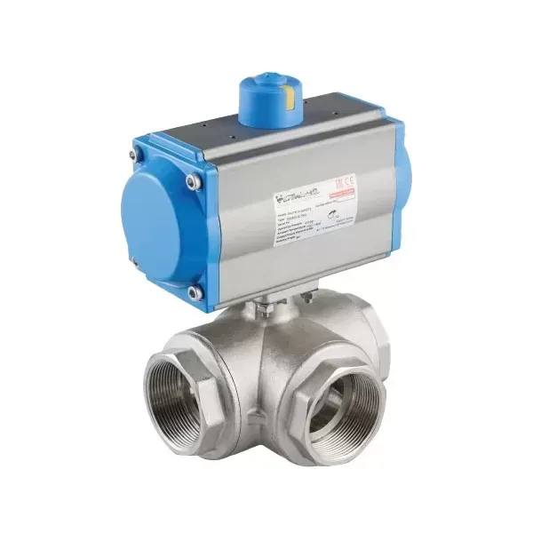 Pneumatic 3 Way Ball Control Valve, PN25-PN40, DN8-DN65, SS