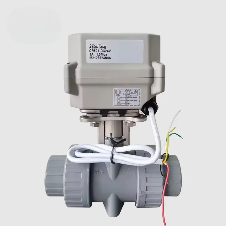 Double Union UPVC Electric Ball Valve, DN15-DN50, PN16-PN40