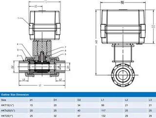 Drawing of Motorized Ball Control Valve