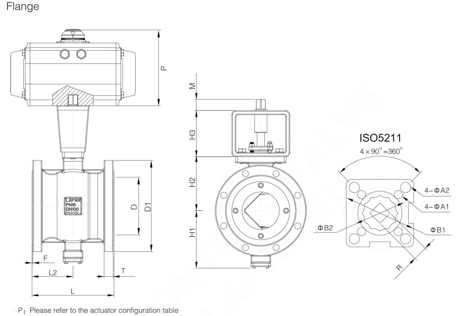Drawing of Pneumatic Ball Control Valve