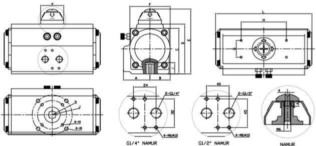 Drawing of Pneumatic Butterfly Control Valve