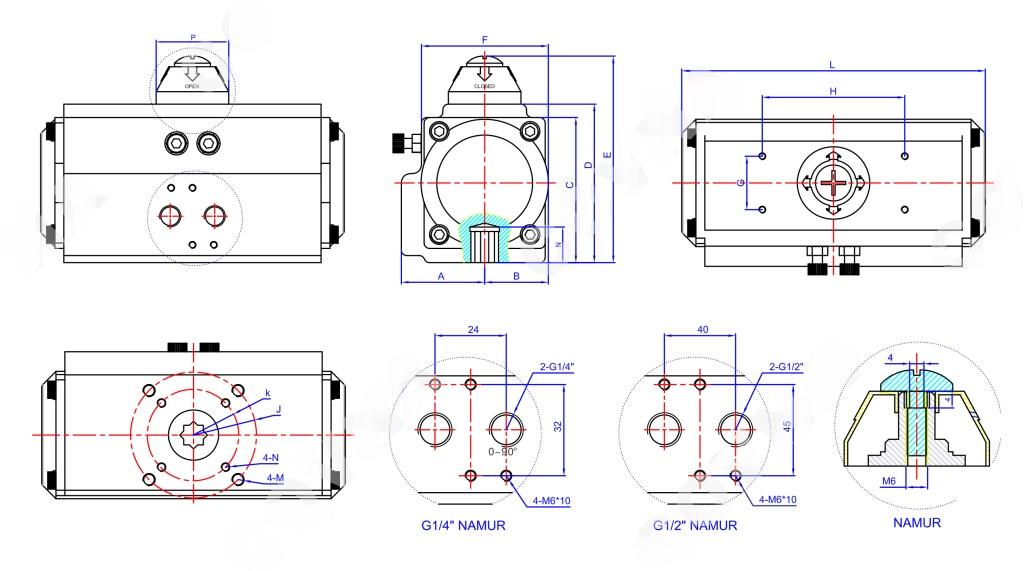 Drawing of Pneumatic Butterfly Valve