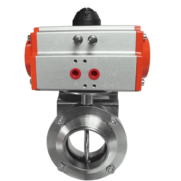 Food Grade Pneumatic Butterfly Valve, DN15-DN100, PN10-PN16